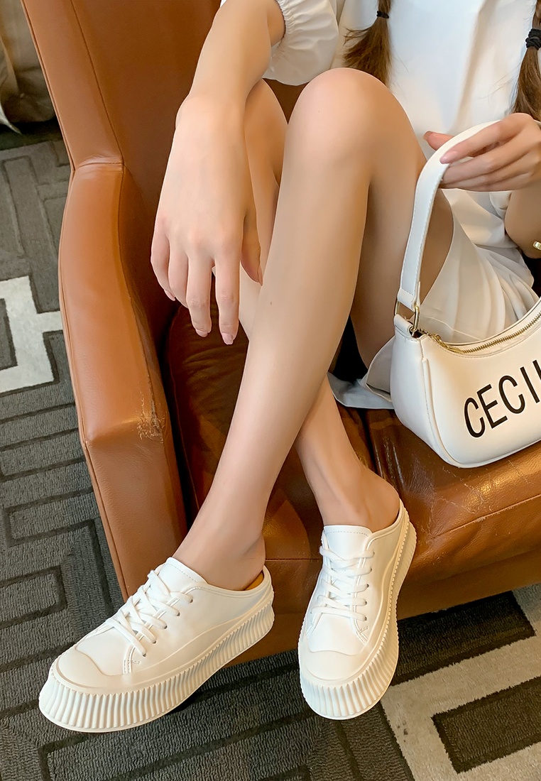 Twenty Eight Shoes Platform Lace Up Leather Slip-Ons