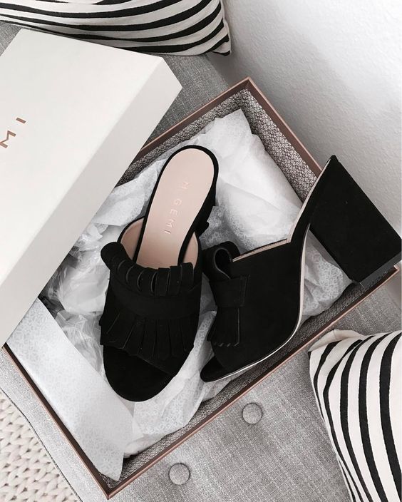 black shoes in shoe box