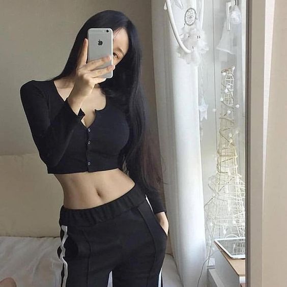 Girl wearing crop top