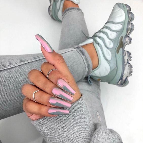 nail art and blue shoes