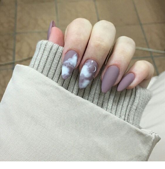 cloud and sky inspired nails