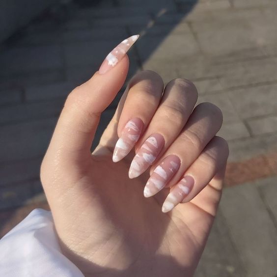 cloud and sky inspired nails