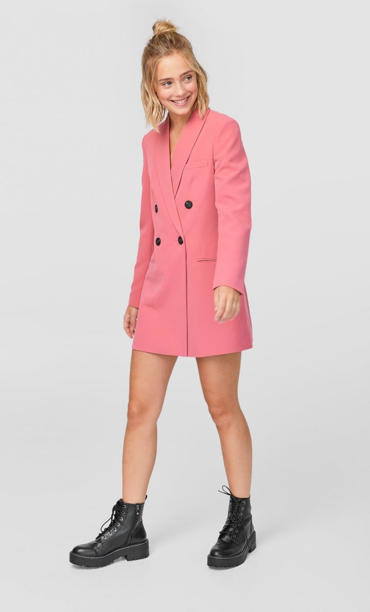 Stradivarius blazer dress in nude pink