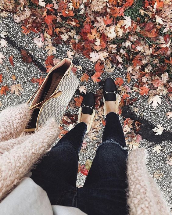 shoes in autumn leaves