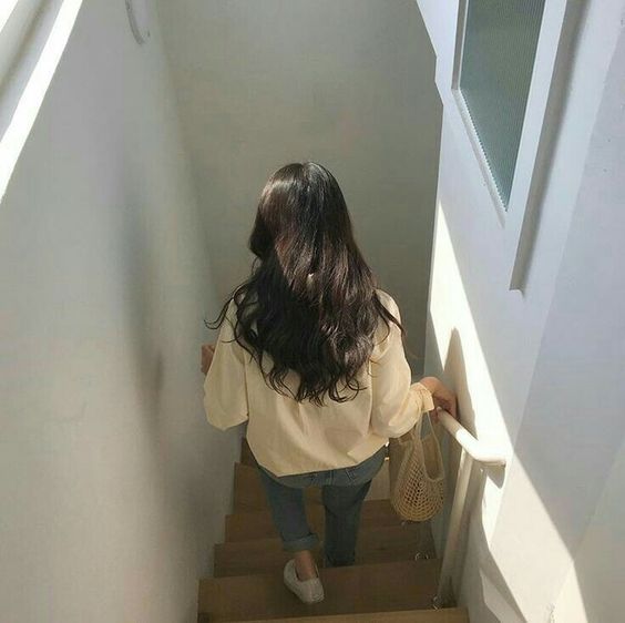 Girl walking down the stairs