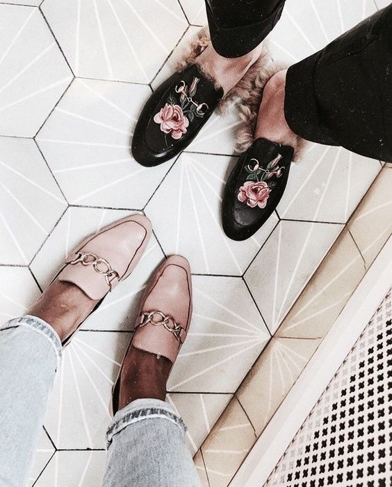 shoes with tiled floor