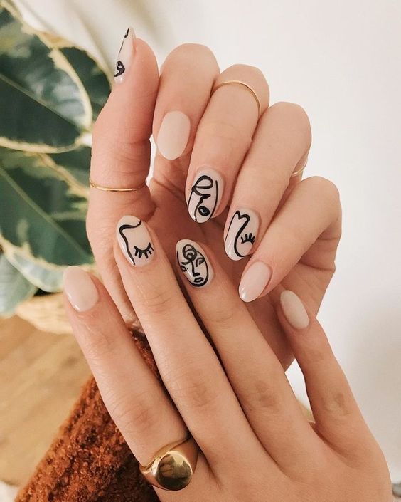 nail art inspired by famous Pablo Picasso painting