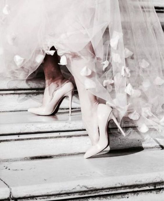 wedding dress and heels