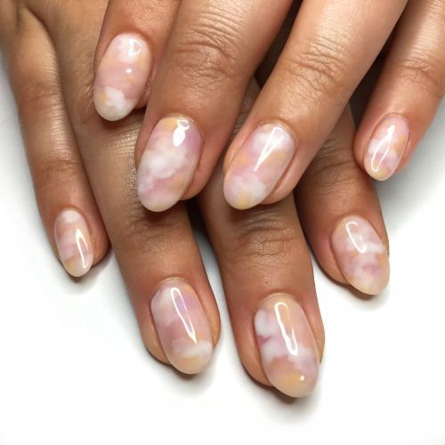 cloud and sky inspired nails
