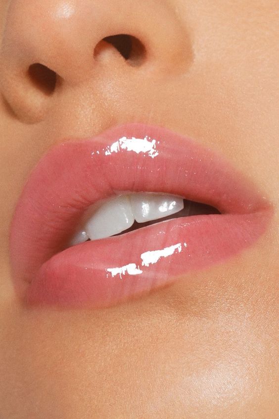 Close up on glossy lips