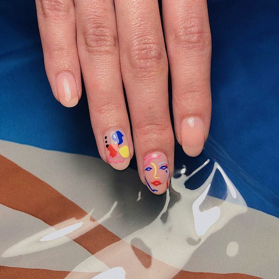 nail art inspired by famous Pablo Picasso painting