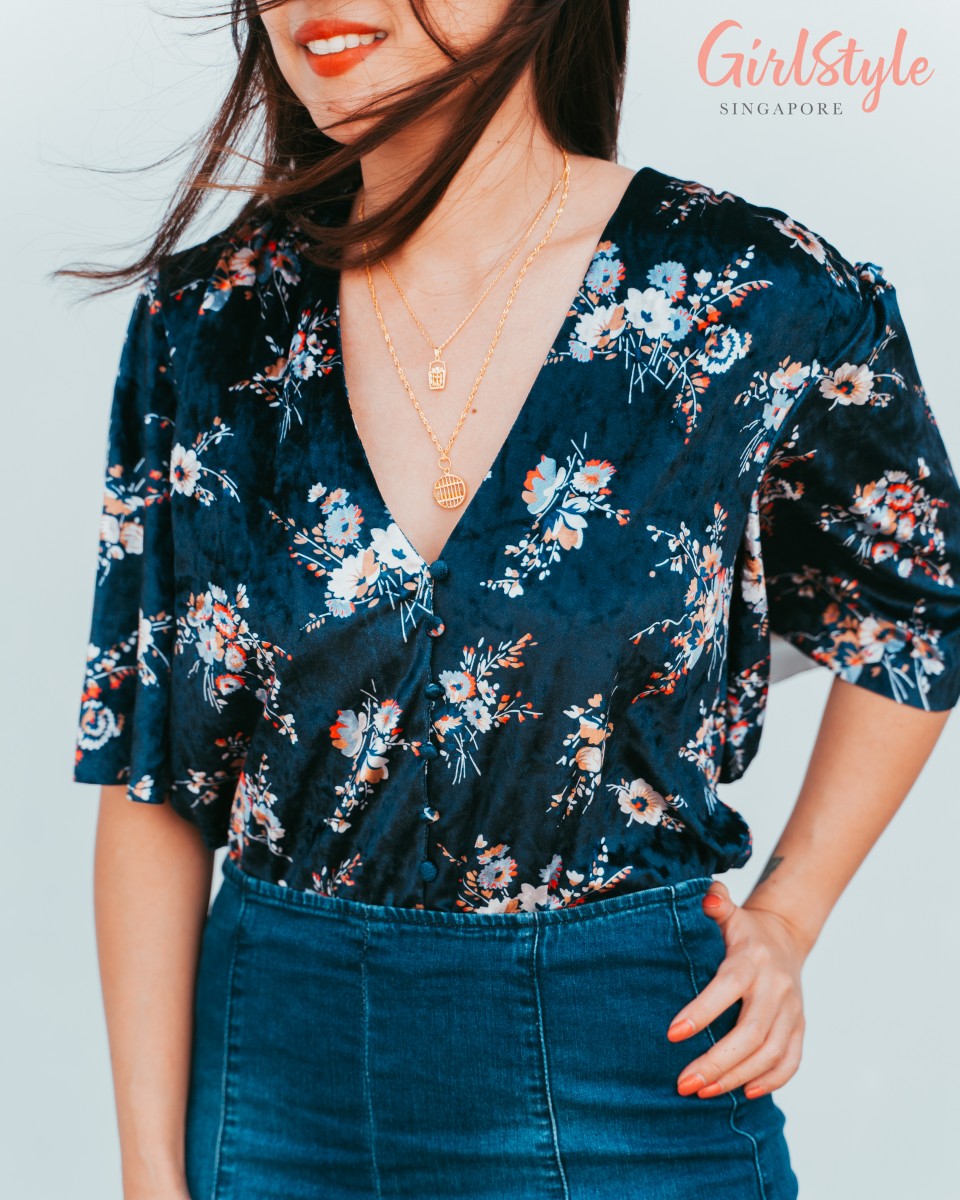 v-neck top with citigems 916 Gold Abacus Pendant (insert price) and 916 Gold Round Abacus Pendant