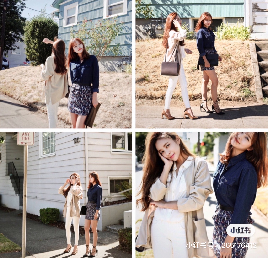 Two girls posing while walking