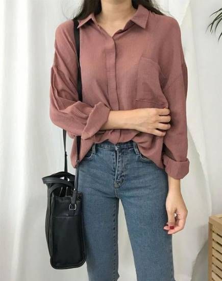 plum top blue jeans