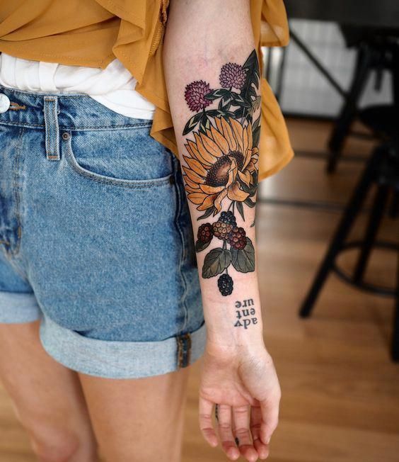 floral tattoo on arm