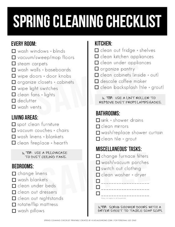 Spring cleaning checklist