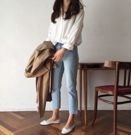 white blouse and jeans