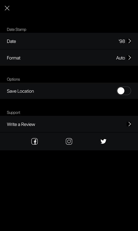 HUJI Cam settings