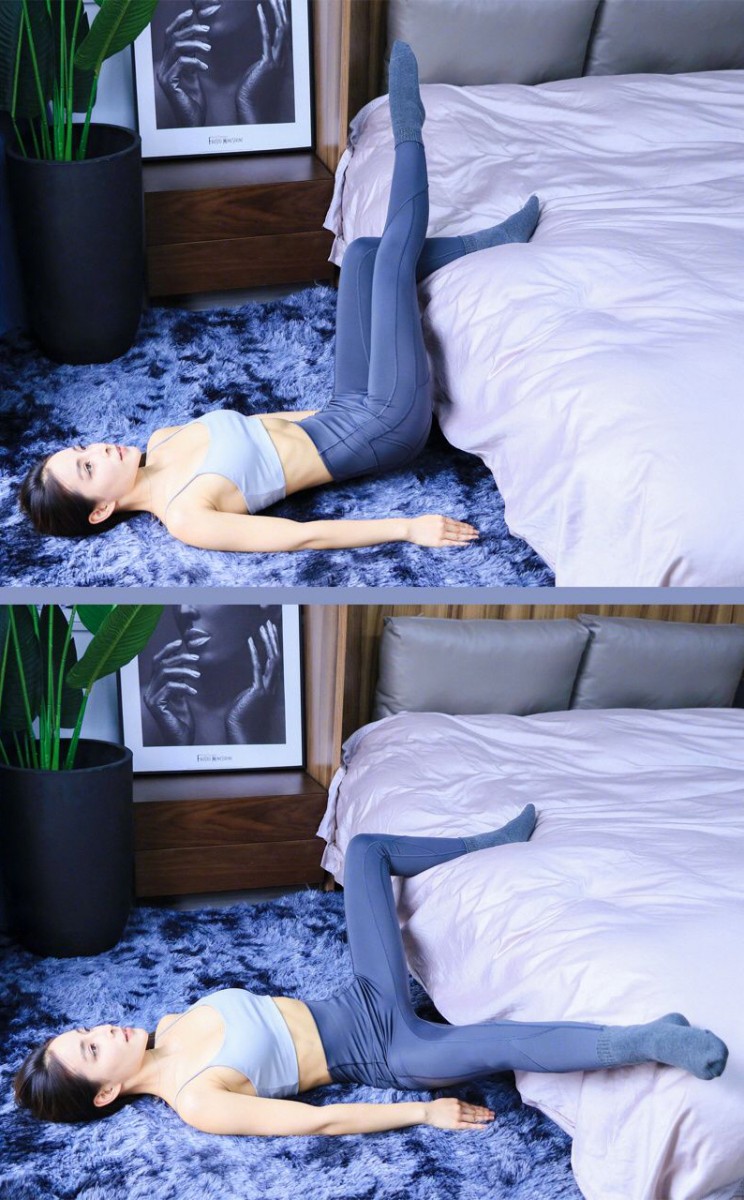 Leg splits near the bed
