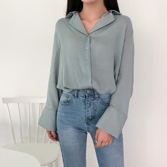 Blue blouse and jeans