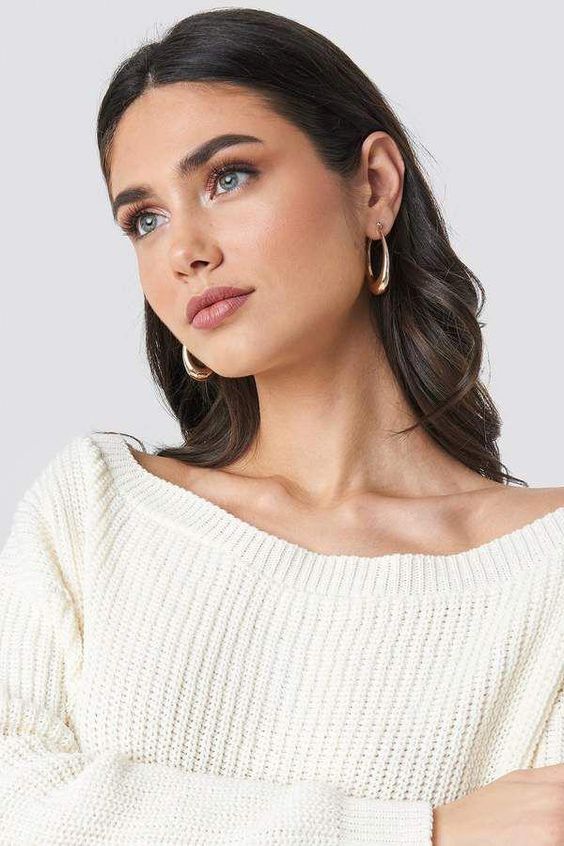 Hoop earrings with sweater