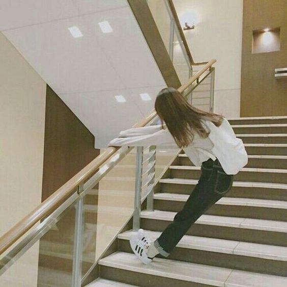 Girl climbing stairs 