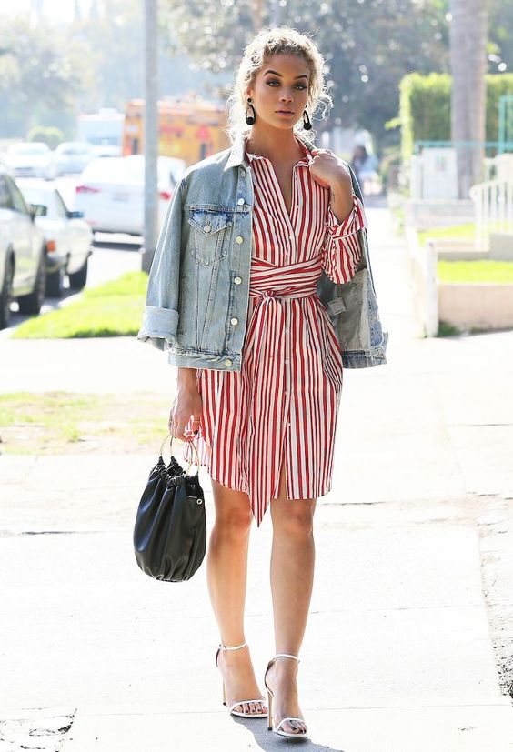 woman wearing a shirt dress