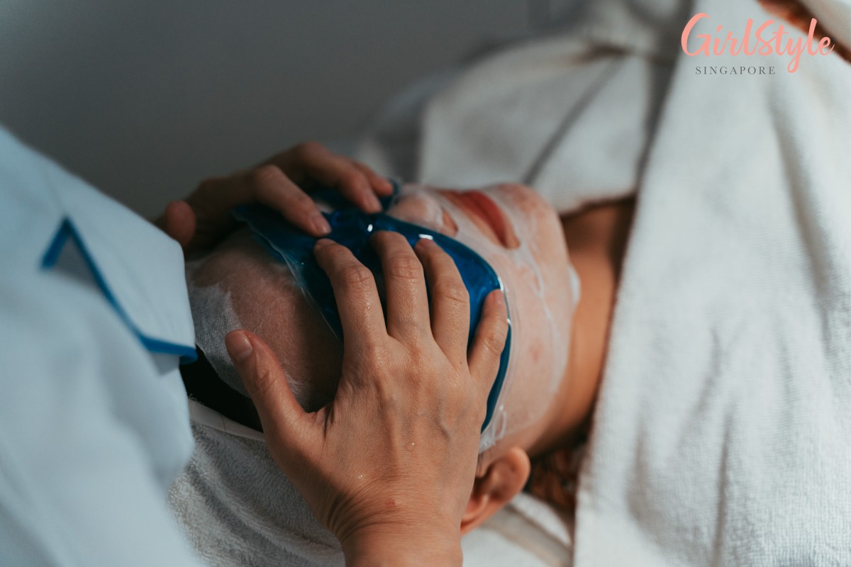 Model doing hot cold compress