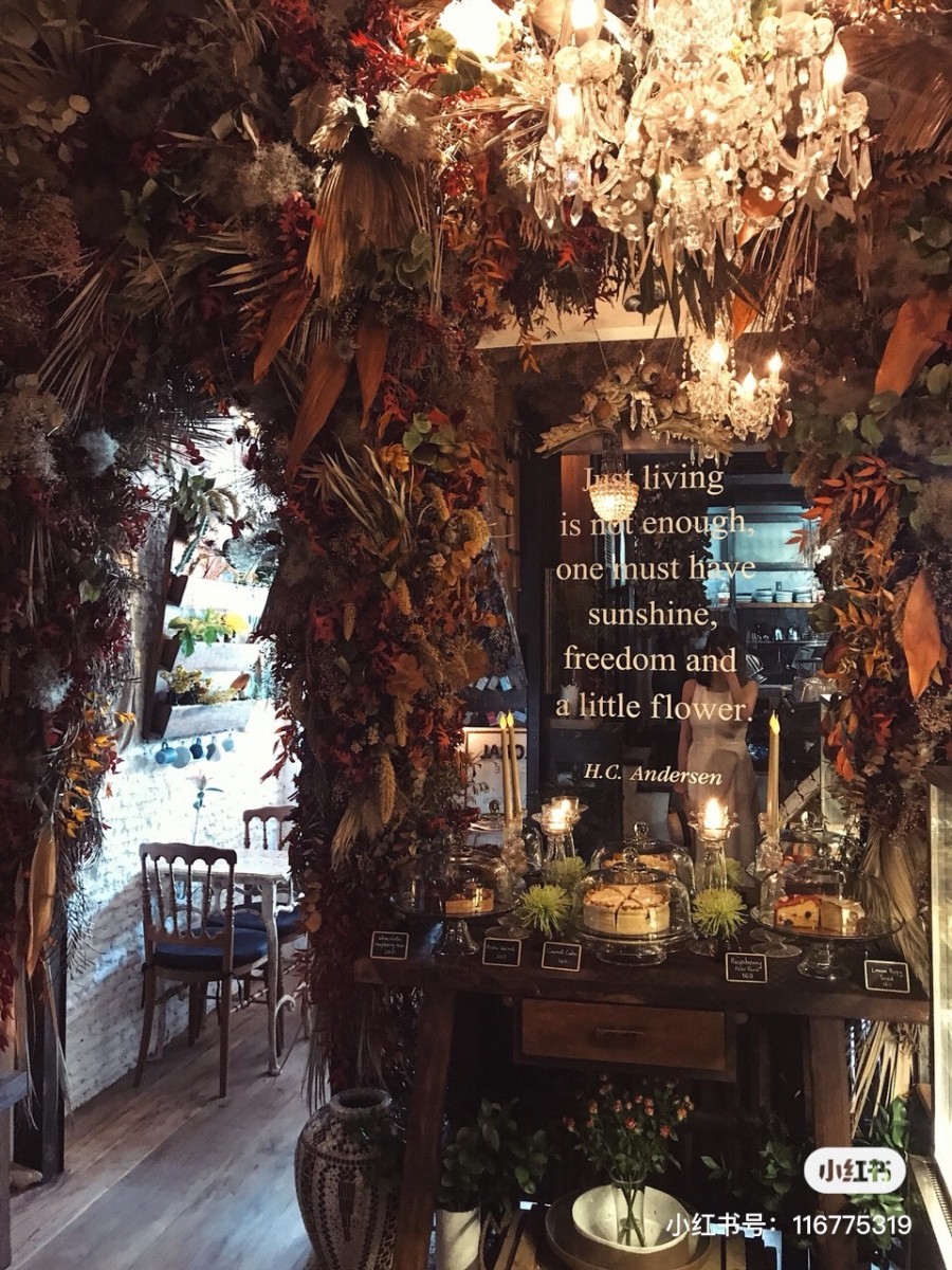 Floral cafe interior