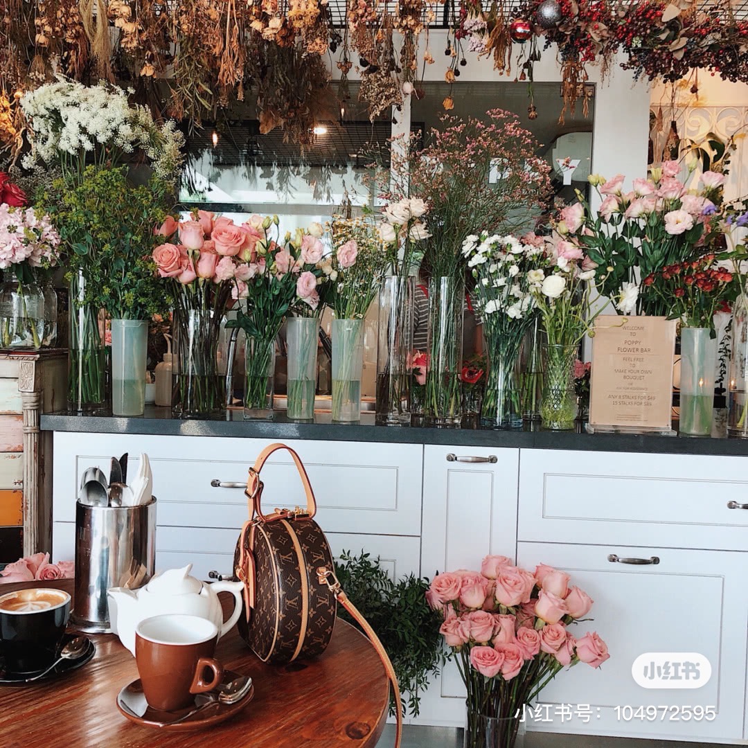 Flowers hung in Wildseed Cafe