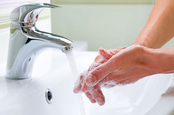 Washing hands with soap