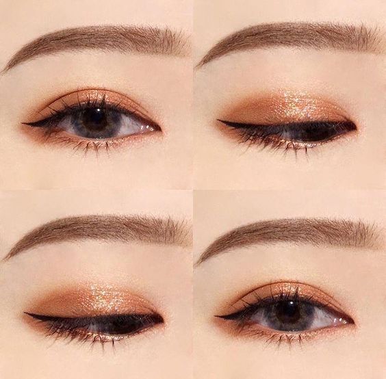 Brown eyeshadow and eyeliner look