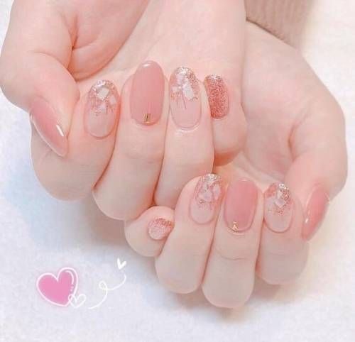 nail art idea: shattered glass nails in pink