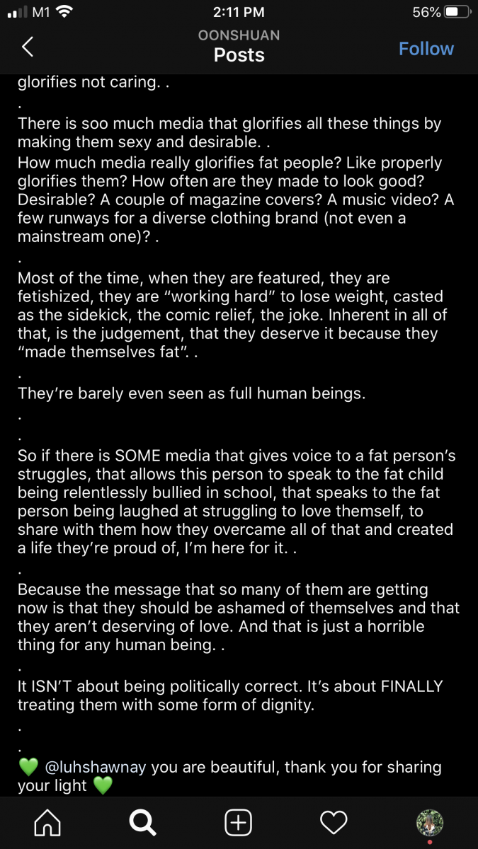 oon shu an's comments on obesity in media