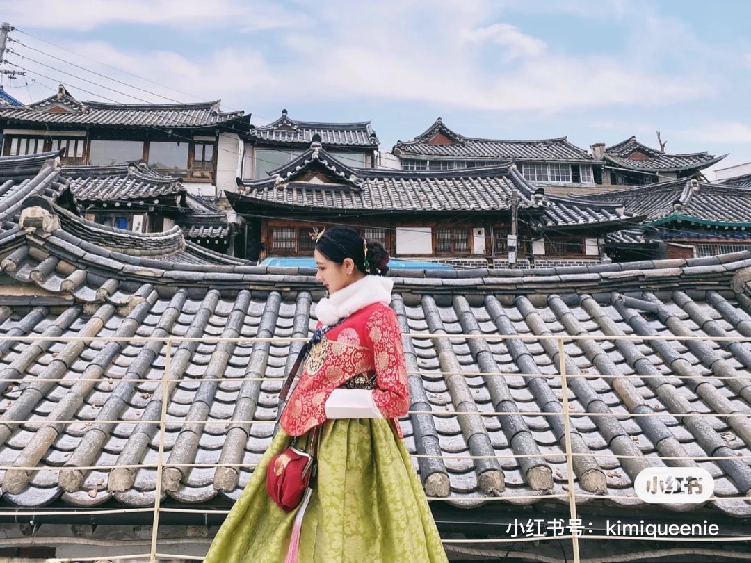 Girl in hanbok posing