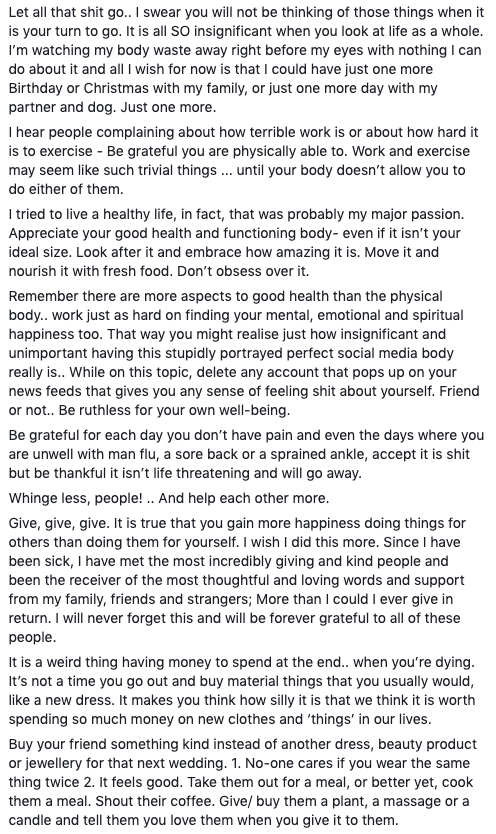 holly Butcher best life advice on how to be grateful in life from a cancer patient