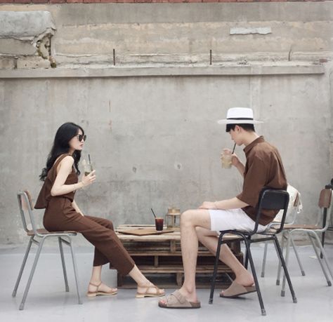 Brown colour couple outfit