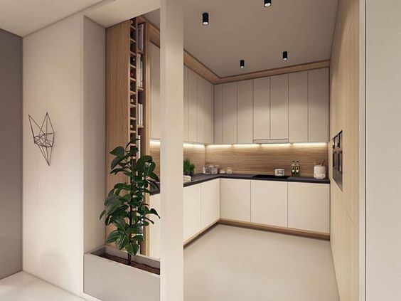 Kitchen with hidden cabinet light fixtures
