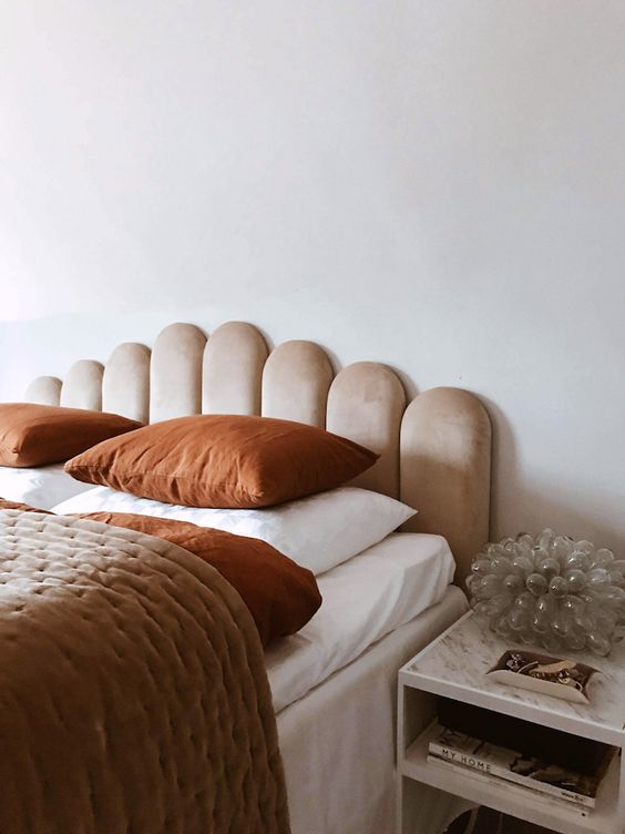 Brown velvet headboard
