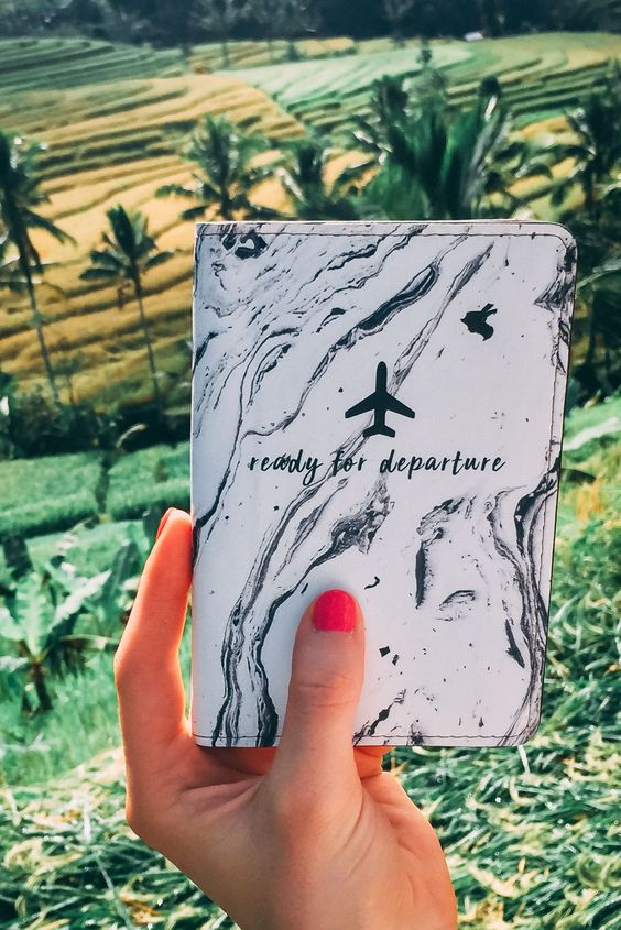 white marble passport holder