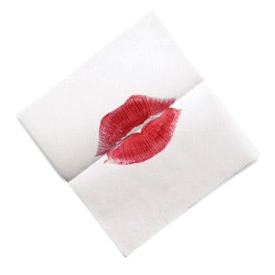 Lip stain on tissue
