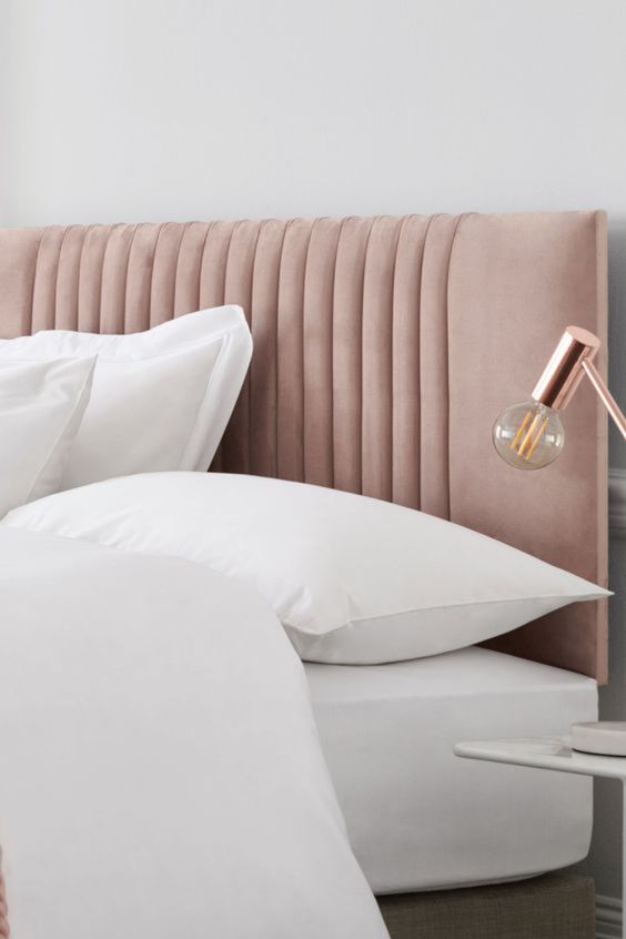 Pink velvet headboard
