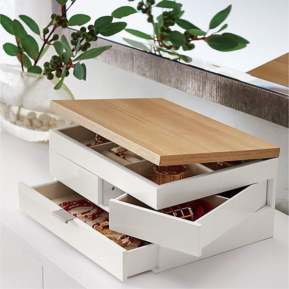 Jewellery organiser on vanity table