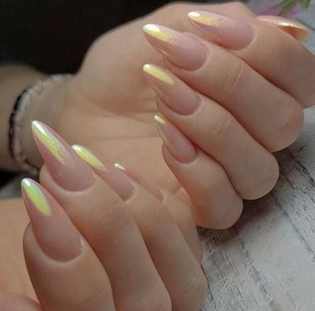 Pastel pink holographic nails