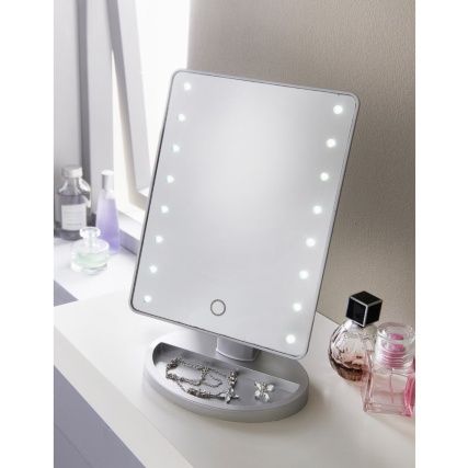 LED light mirror on vanity table