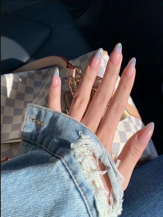 Silver holographic nails