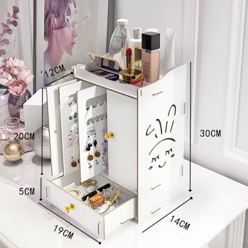 Cute & Cheap Jewellery Organisers vertical sliding doors jewellery box in pink for earrings, rings, necklaces and bracelets in white