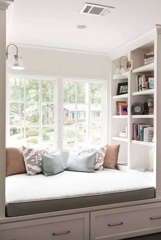 Bay window in a reading room