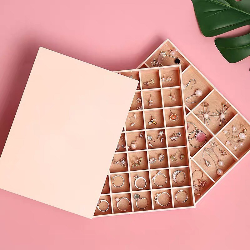 Cute & Cheap Jewellery Organiser with multiple individual compartments jewellery box in pink for earrings, rings, necklaces and bracelets