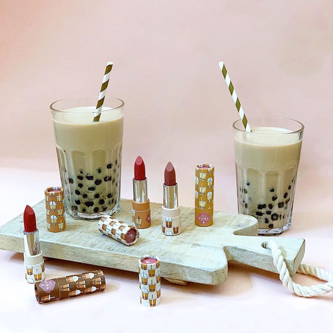 dUCK Cosmetics and Tealive bubble tea boba tea lipsticks all five shades